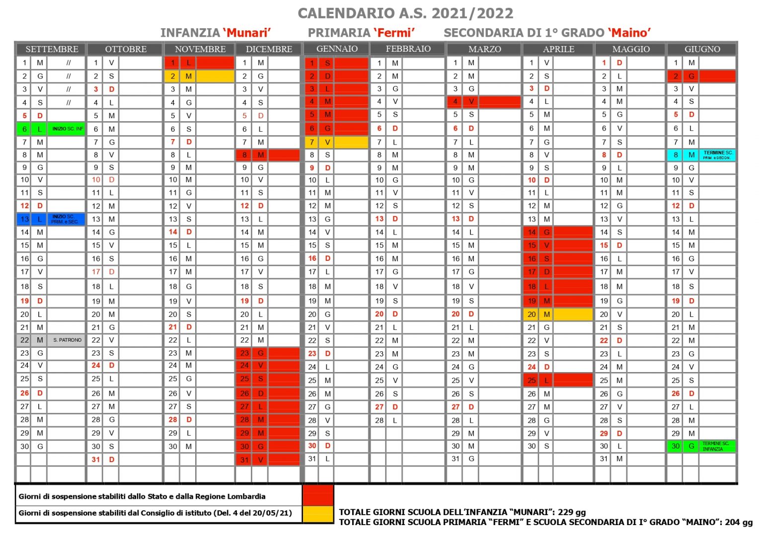 Calendario Scolastico ISTITUTO COMPRENSIVO CASSANO MAGNAGO 2